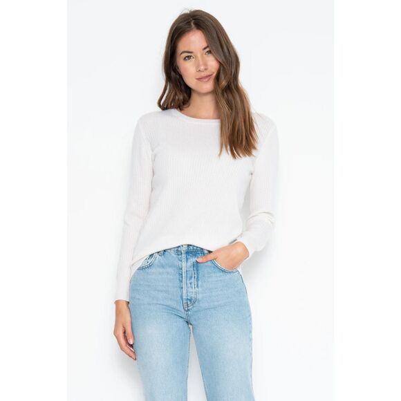 NWT Revolve One Gray Day Tenley !00% Cashmere Ribbed Pullover Sweater in Navy S - Picture 2 of 13